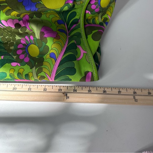 Rare Kate Spade Icon Green Floral Print Zip-Top Tote Bag Canvas Leather Handles - Picture 11 of 15